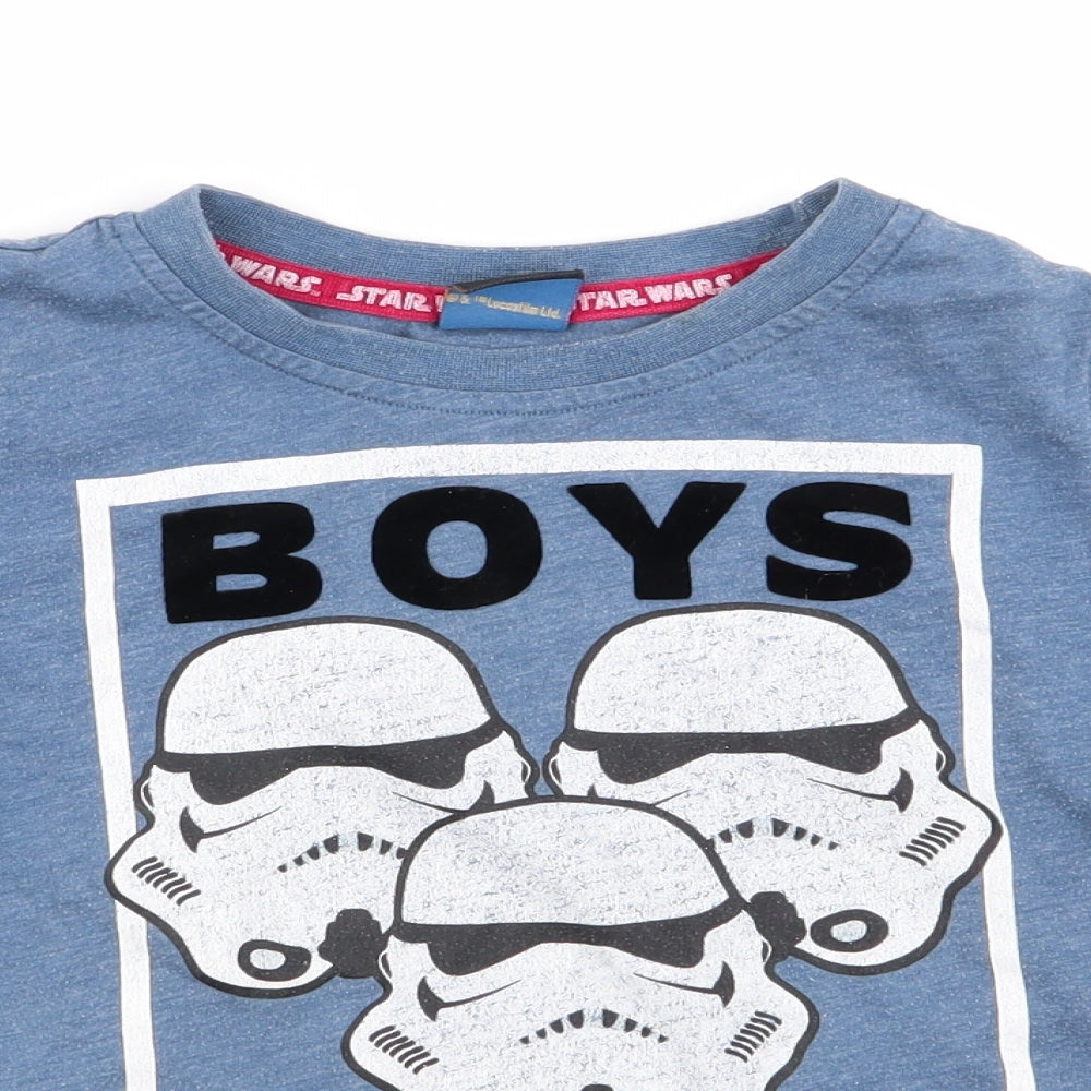 Asda George Boys Blue Geometric  Basic T-Shirt Size 3-4 Years  - star wars