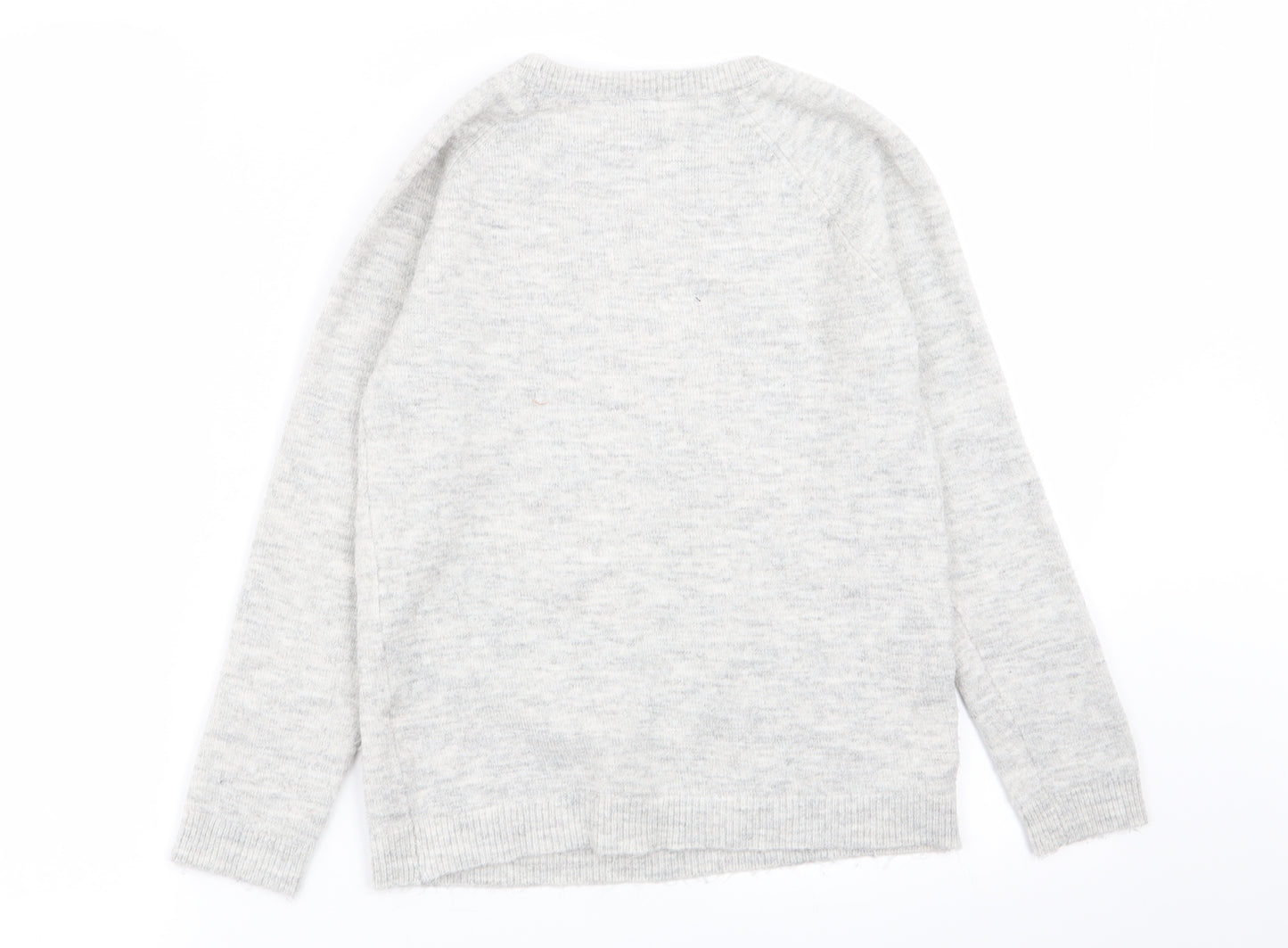 TU Girls Grey Animal Print  Pullover Jumper Size 9 Years