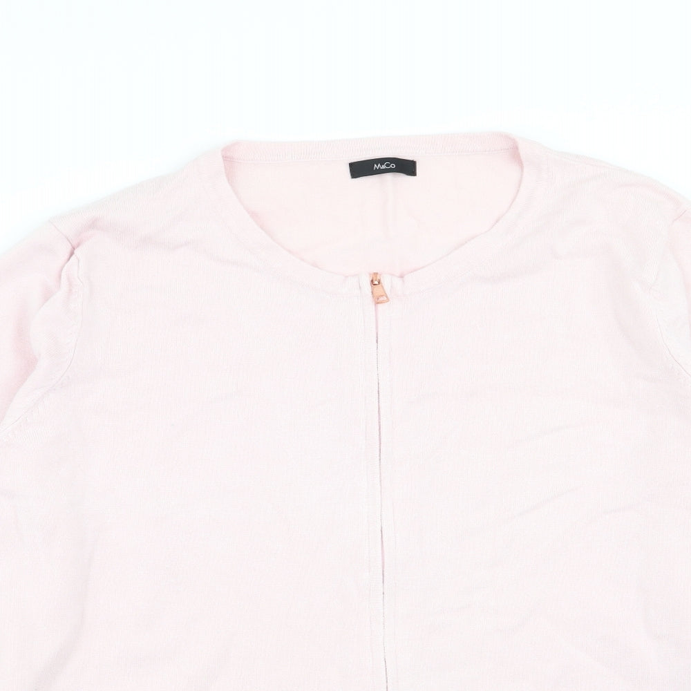 M&Co Womens Pink   Full Zip Jumper Size 20