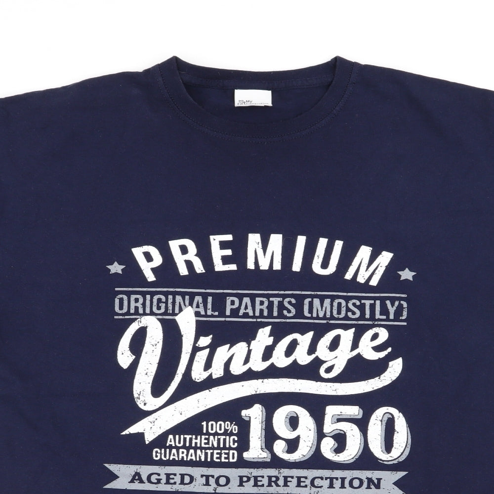 premium vintage Mens Blue    T-Shirt Size L