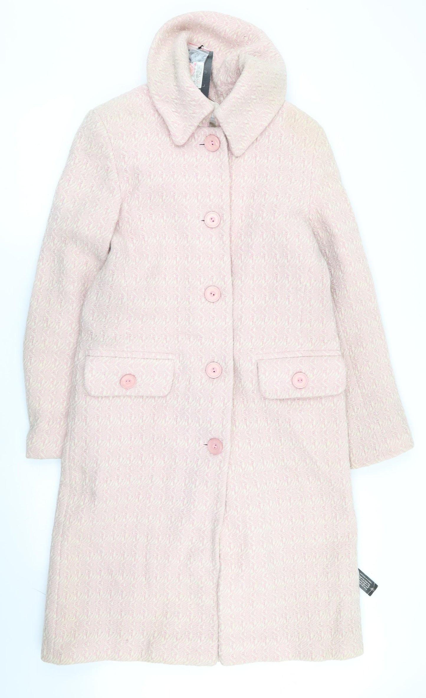Debenhams Womens Pink Geometric  Overcoat Coat Size 12