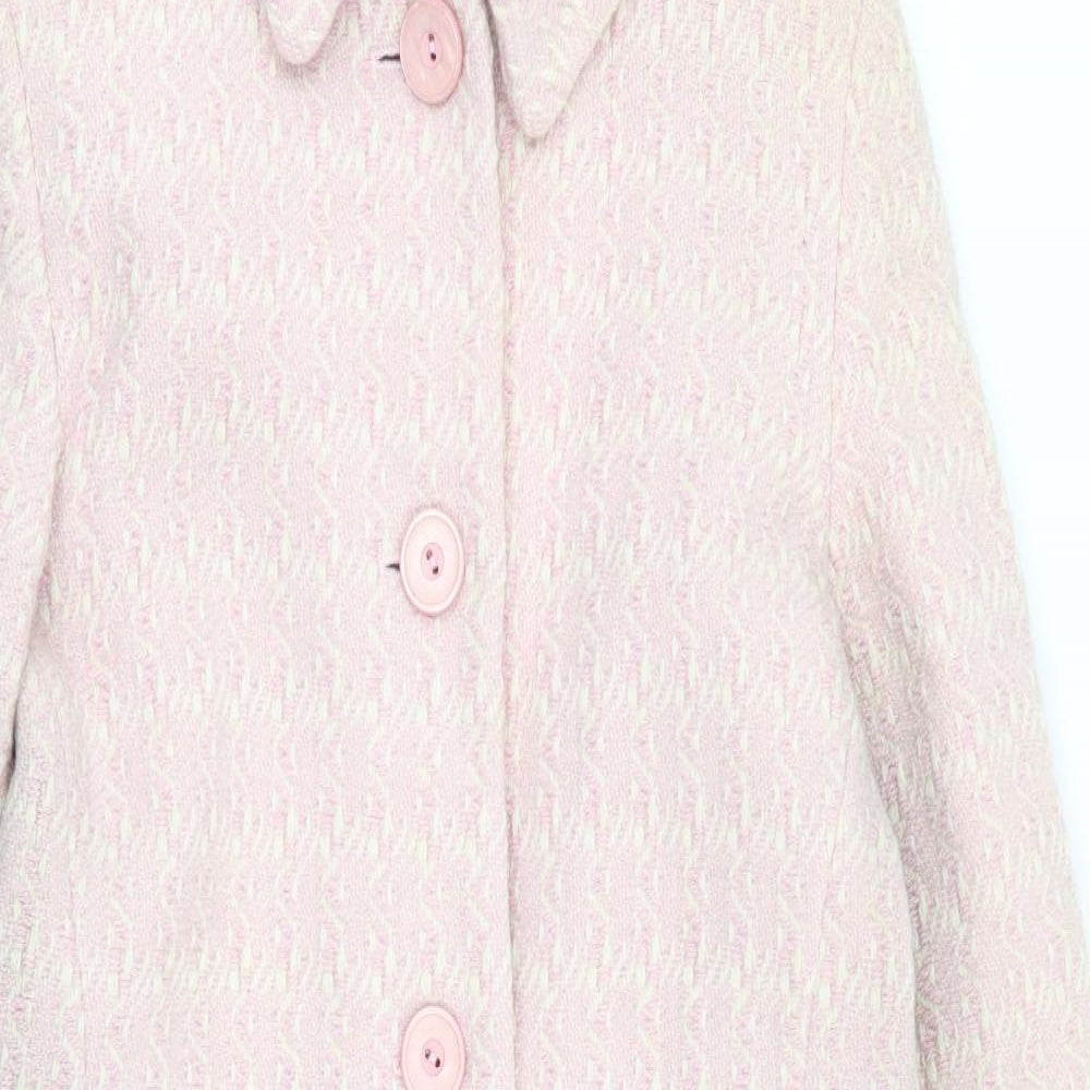 Debenhams Womens Pink Geometric  Overcoat Coat Size 12