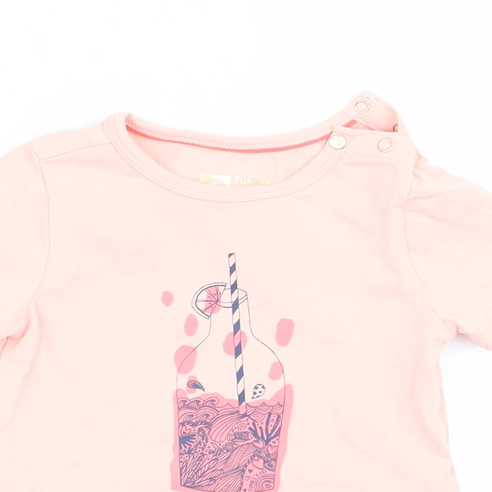 Preworn Girls Pink   Basic T-Shirt Size 3-6 Months