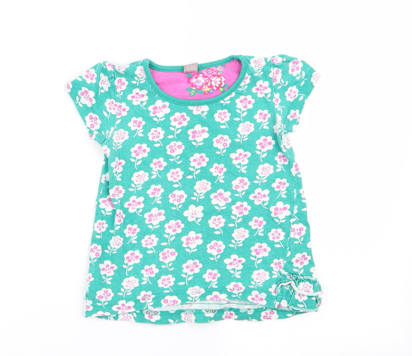 TU Girls Green Floral  Basic T-Shirt Size 2-3 Years
