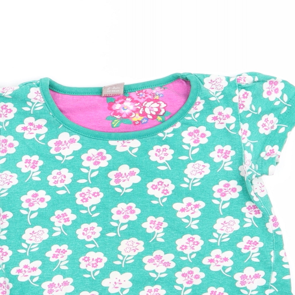TU Girls Green Floral  Basic T-Shirt Size 2-3 Years