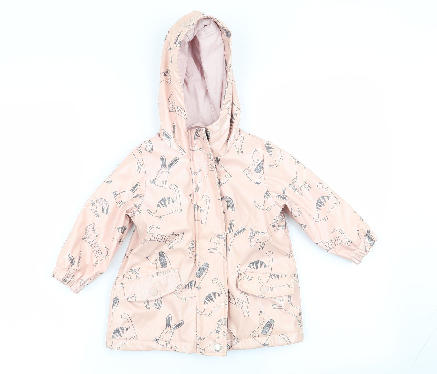 NEXT Girls Pink Animal Print  Basic Coat Coat Size 12-18 Months