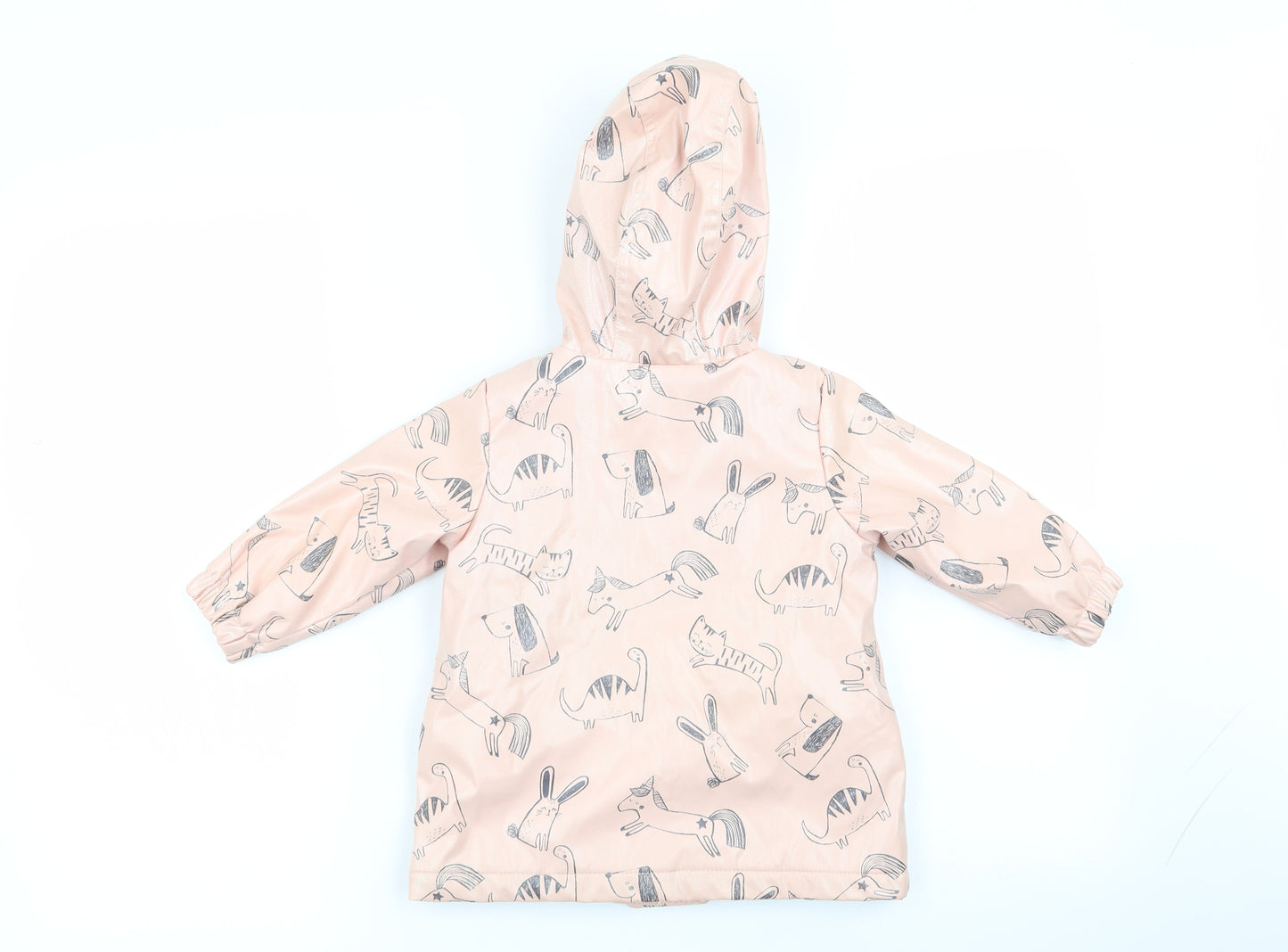 NEXT Girls Pink Animal Print  Basic Coat Coat Size 12-18 Months