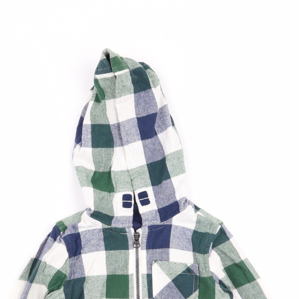 Matalan Boys Multicoloured Check  Full Zip Jumper Size 12-18 Months