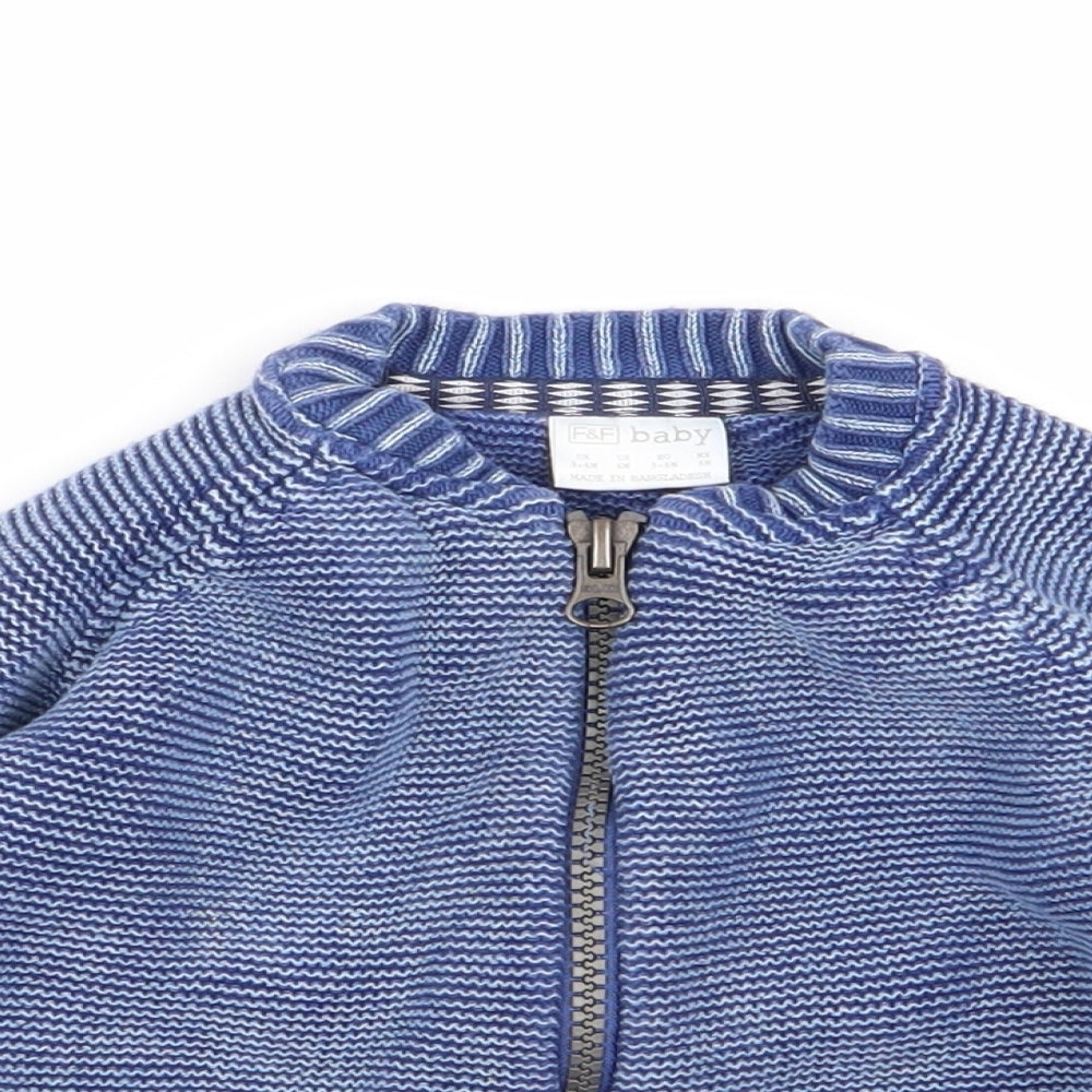 F&F Boys Blue   Full Zip Jumper Size 3-6 Months