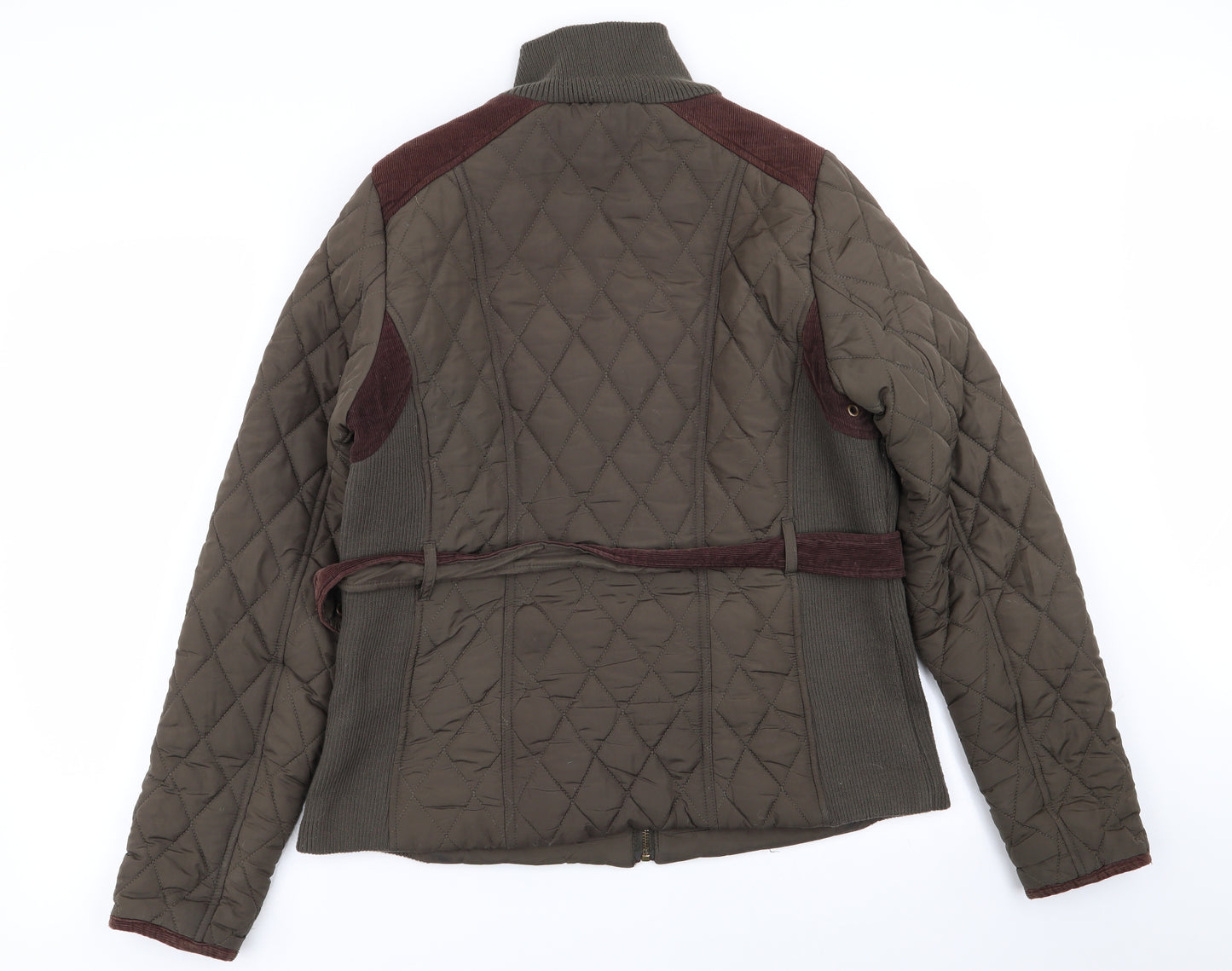 Preworn Womens Brown Argyle/Diamond  Jacket Coat Size 16