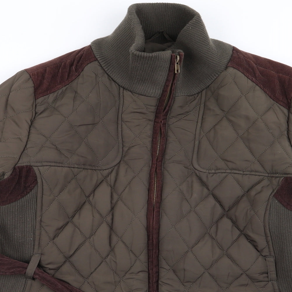 Preworn Womens Brown Argyle/Diamond  Jacket Coat Size 16