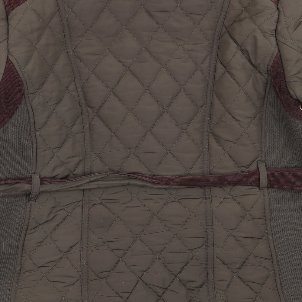 Preworn Womens Brown Argyle/Diamond  Jacket Coat Size 16