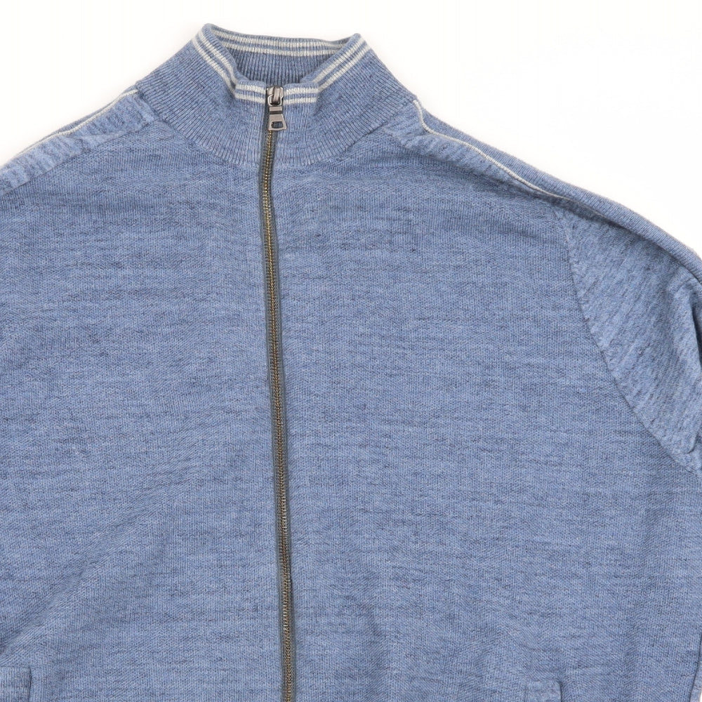 M&S Mens Blue   Full Zip Jumper Size XL