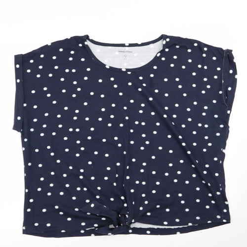 dunnes Womens Blue Polka Dot  Basic T-Shirt Size 18