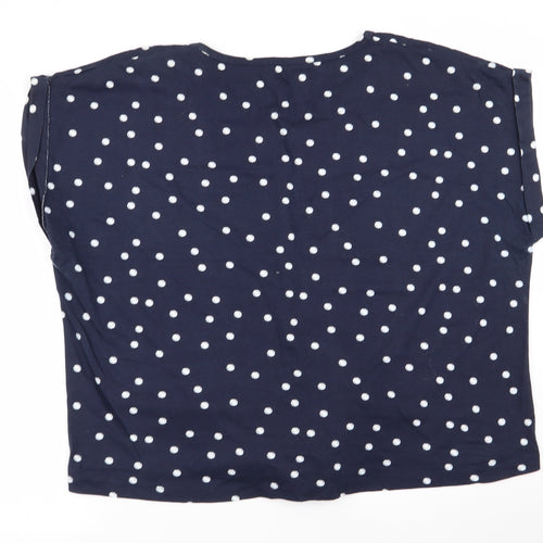 dunnes Womens Blue Polka Dot  Basic T-Shirt Size 18