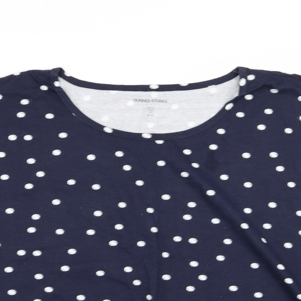 dunnes Womens Blue Polka Dot  Basic T-Shirt Size 18
