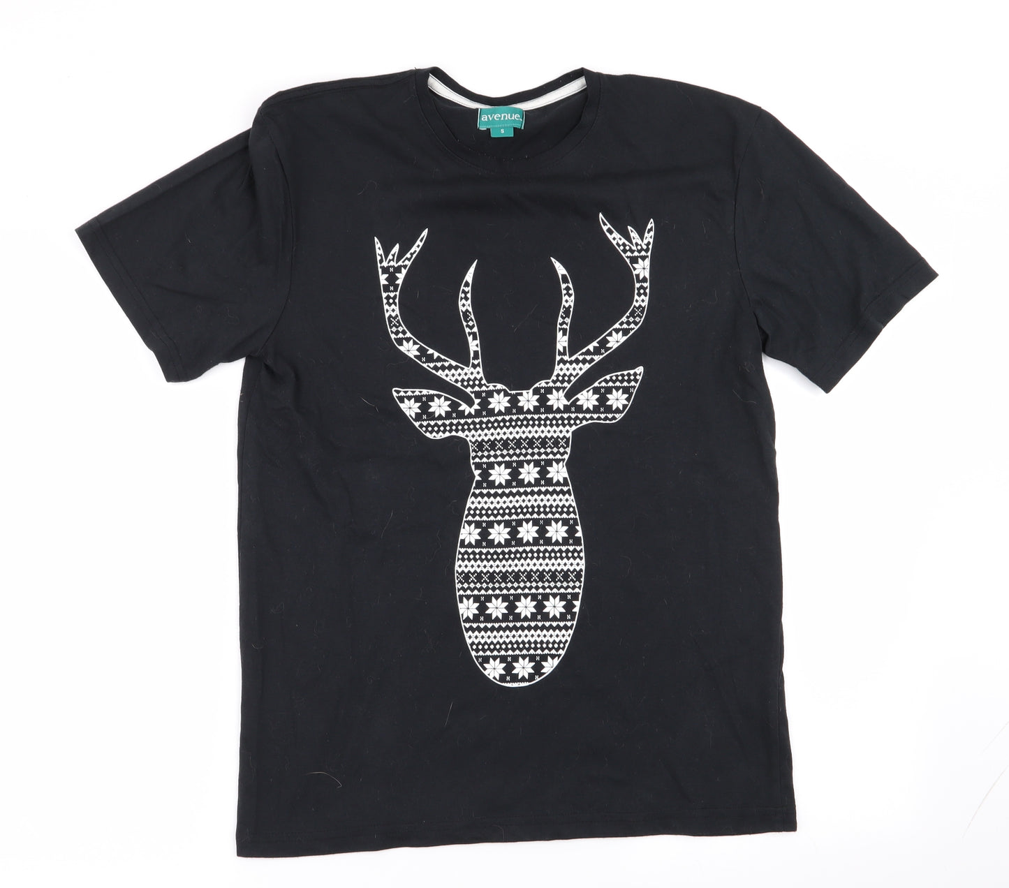 Avenue Womens Black Animal Print  Basic T-Shirt Size S  - christmas