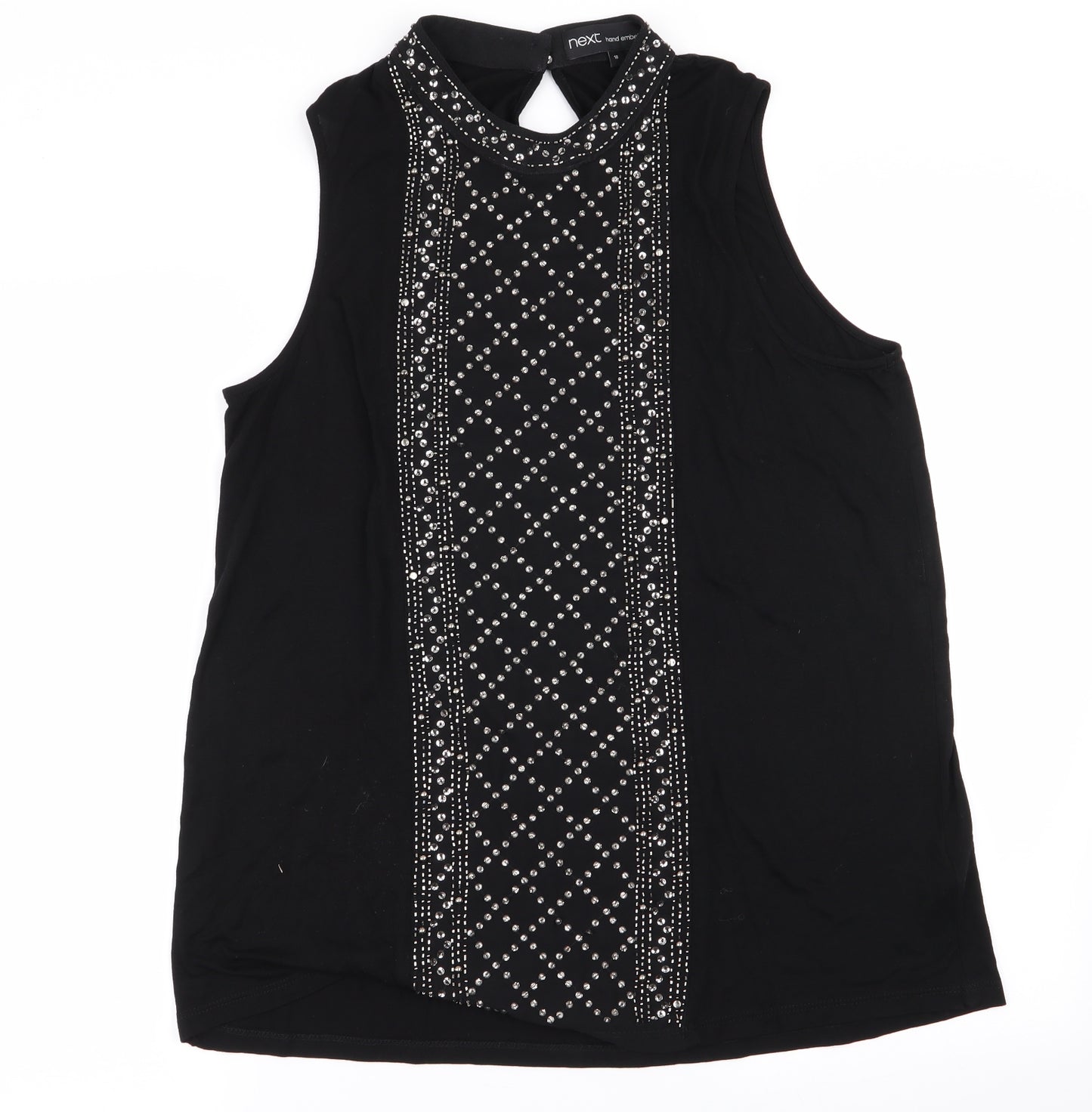 NEXT Womens Black Geometric  Basic Tank Size 18