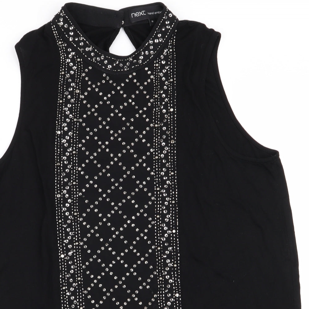 NEXT Womens Black Geometric  Basic Tank Size 18