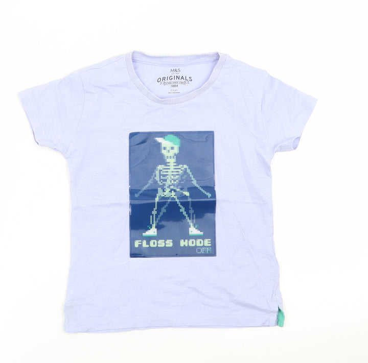 M&S Boys Purple Basic T-Shirt Size 2-3 Years