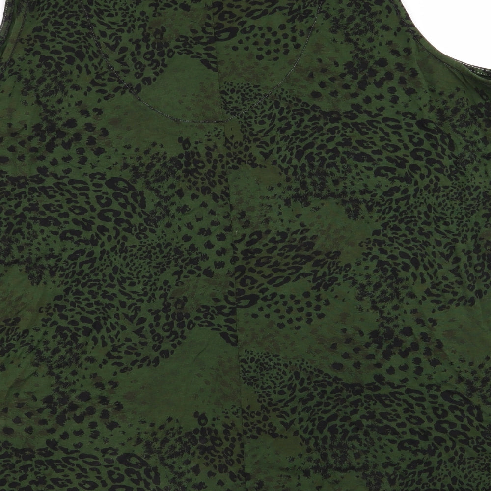 TU Womens Green Animal Print  Basic Tank Size 22