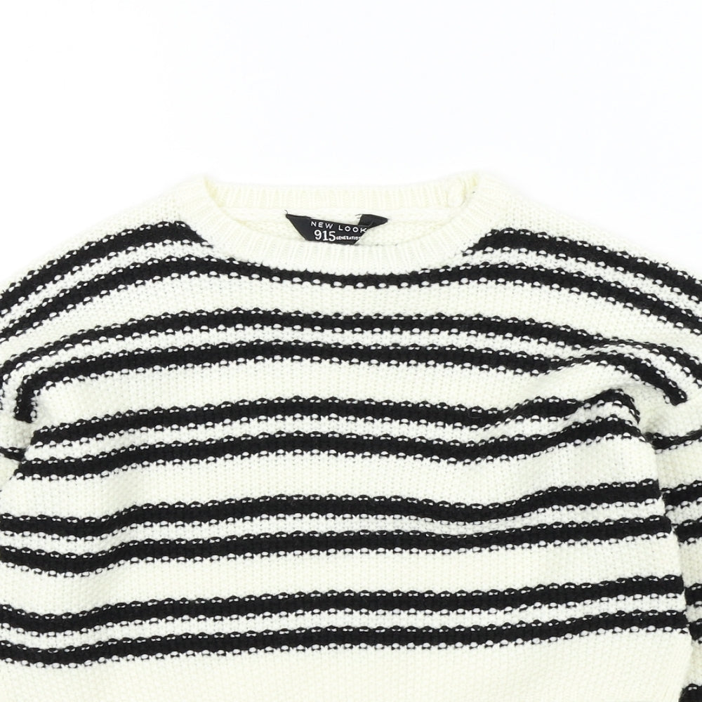New Look Girls Beige Striped  Pullover Jumper Size 9 Years