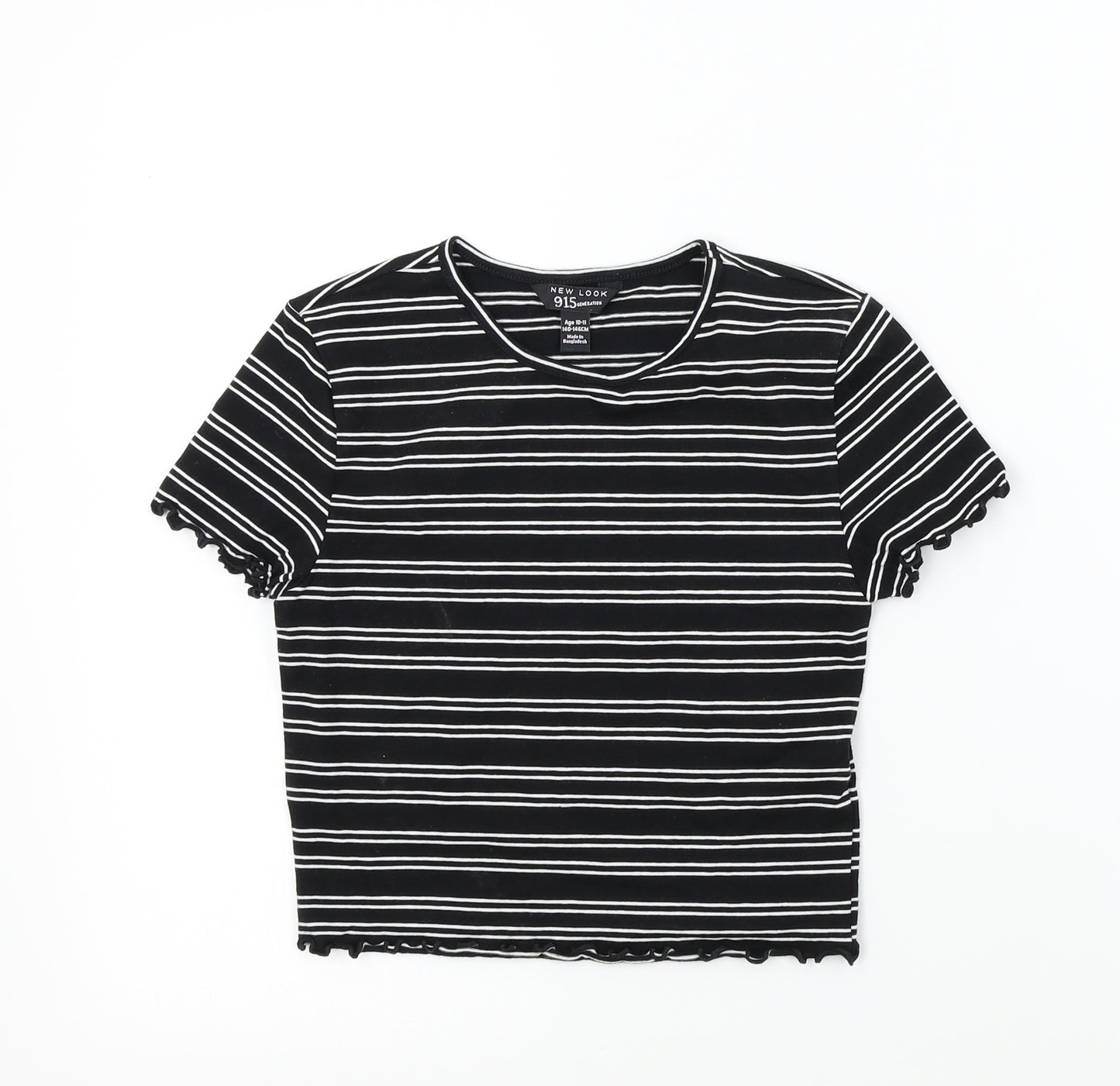newlook Girls Black Striped  Basic T-Shirt Size 10-11 Years