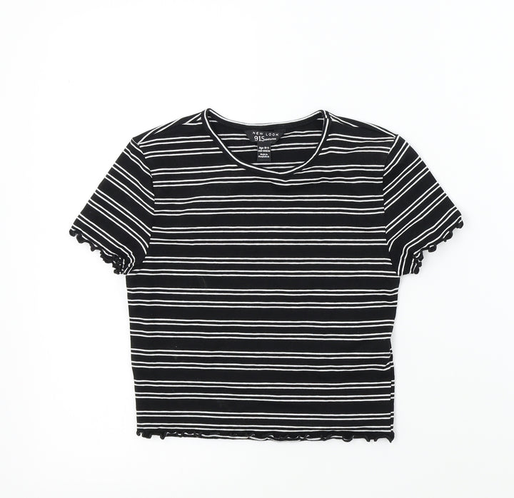 newlook Girls Black Striped Basic T-Shirt Size 10-11 Years