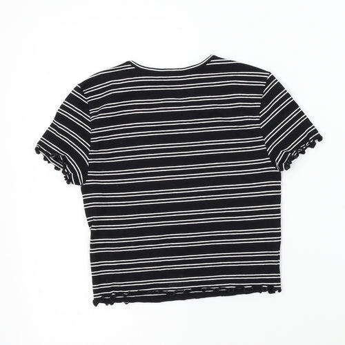 newlook Girls Black Striped  Basic T-Shirt Size 10-11 Years