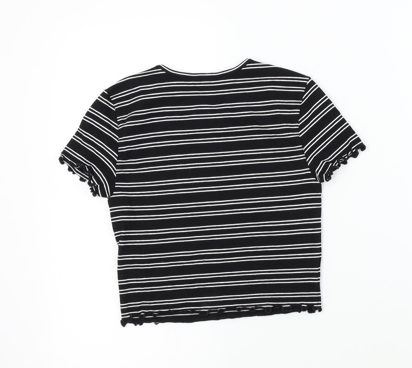 newlook Girls Black Striped  Basic T-Shirt Size 10-11 Years