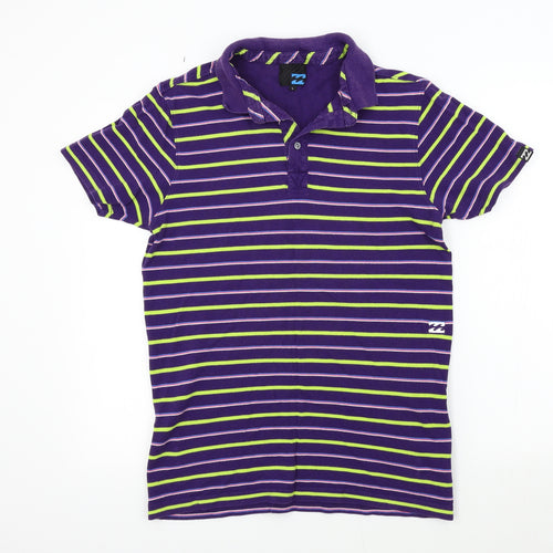 bilabong Mens Purple Striped   Polo Size M