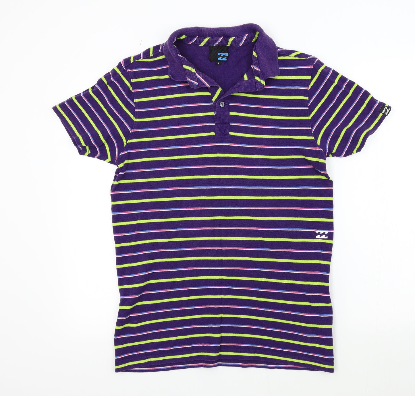 bilabong Mens Purple Striped   Polo Size M
