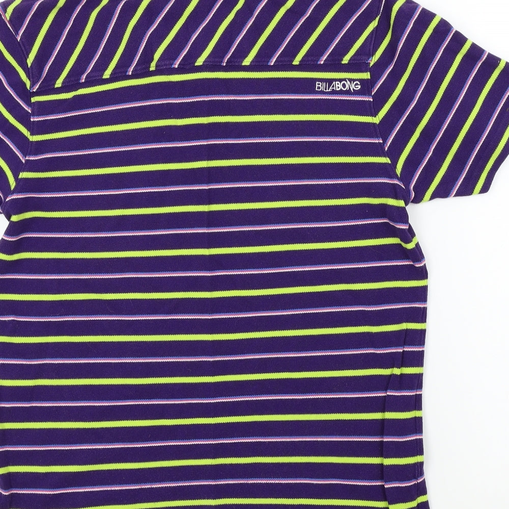 bilabong Mens Purple Striped   Polo Size M