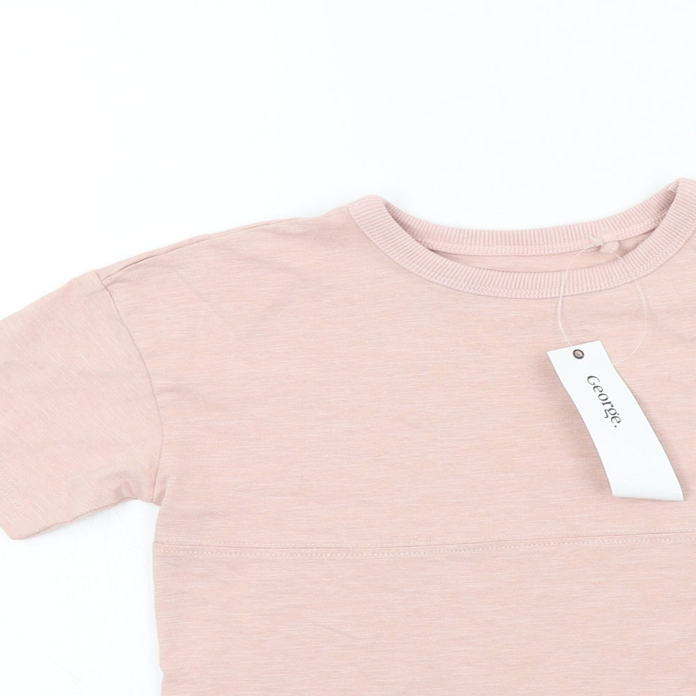 George Girls Pink Colourblock  Basic T-Shirt Size 5-6 Years