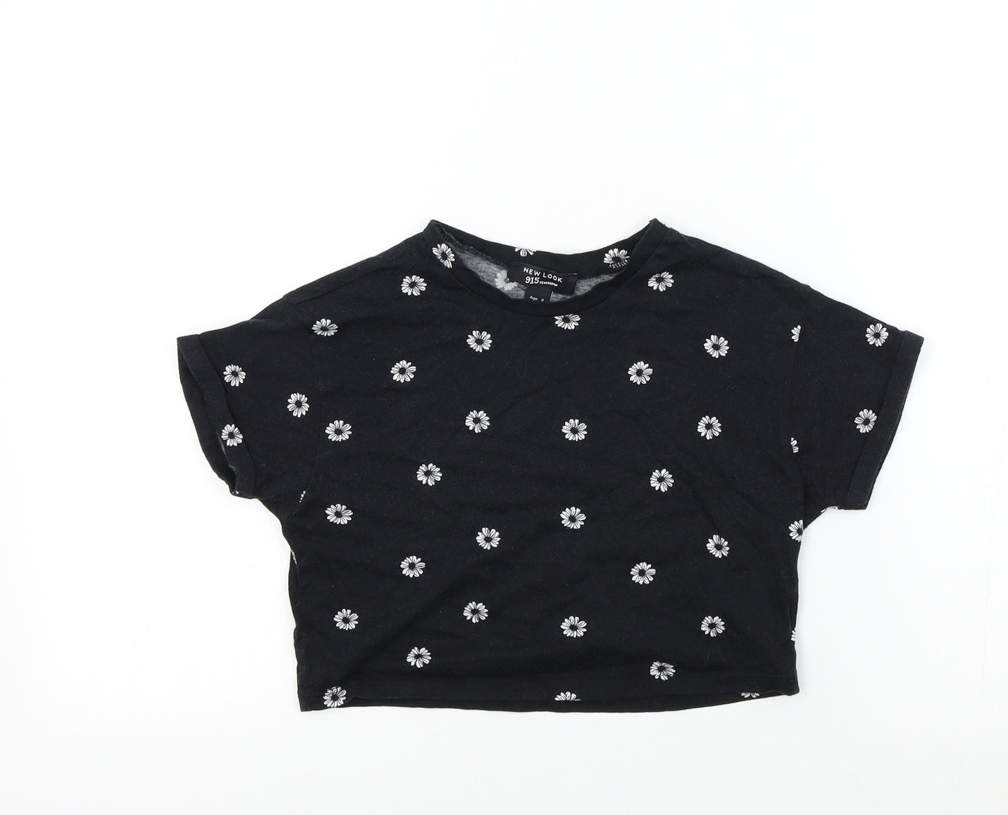 New Look Girls Black Colourblock  Basic T-Shirt Size 9 Years