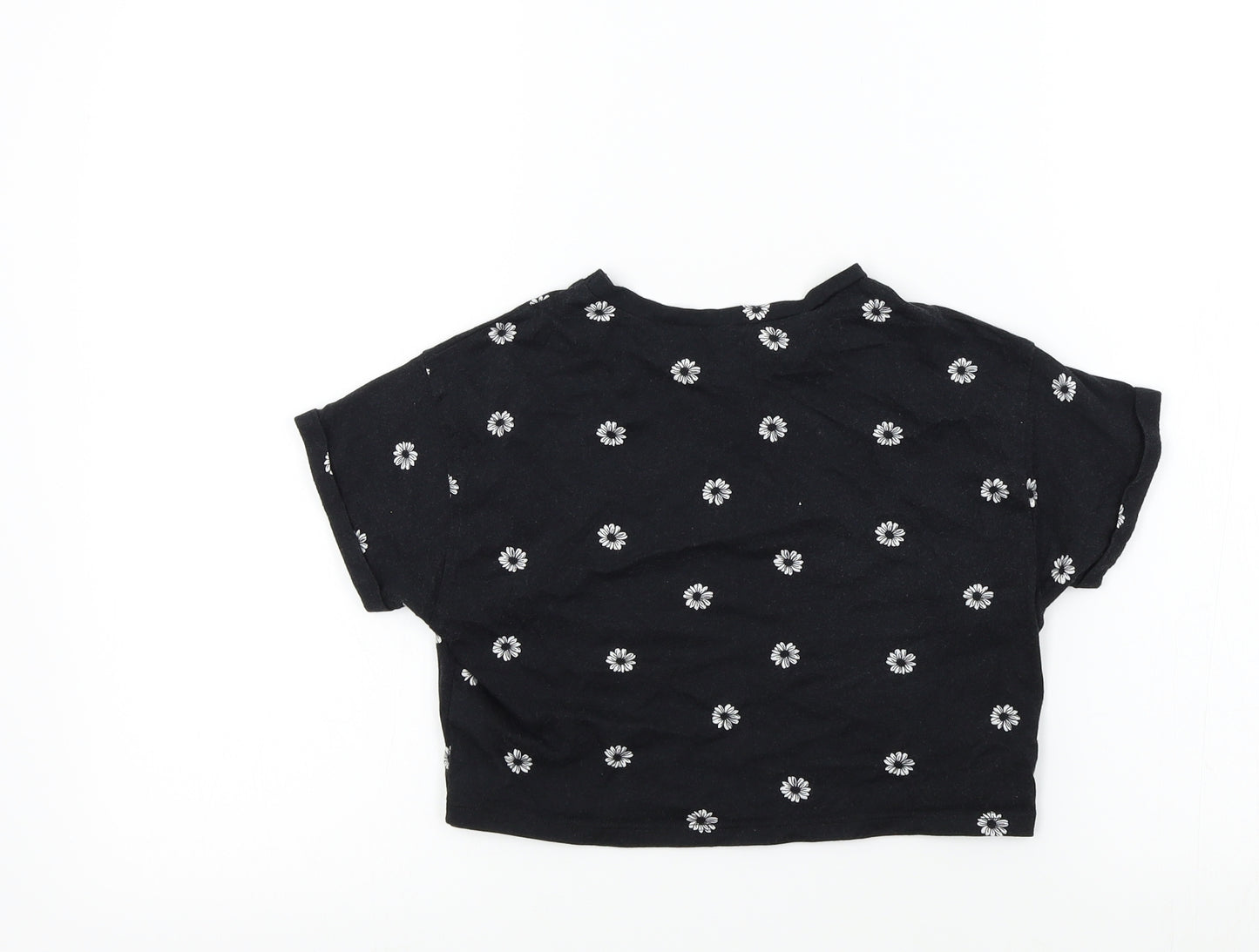 New Look Girls Black Colourblock  Basic T-Shirt Size 9 Years