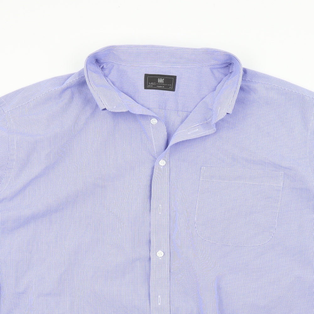 M&S Mens Blue Colourblock   Dress Shirt Size 18