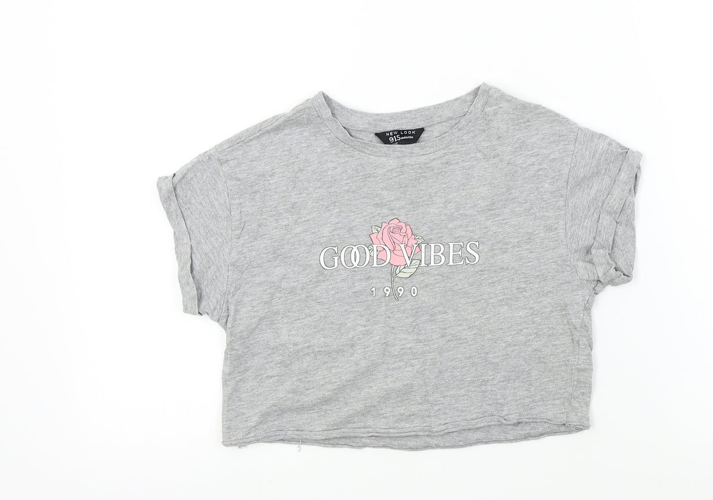 New Look Girls Grey Colourblock  Basic T-Shirt Size 9 Years