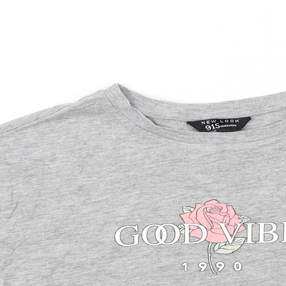 New Look Girls Grey Colourblock  Basic T-Shirt Size 9 Years