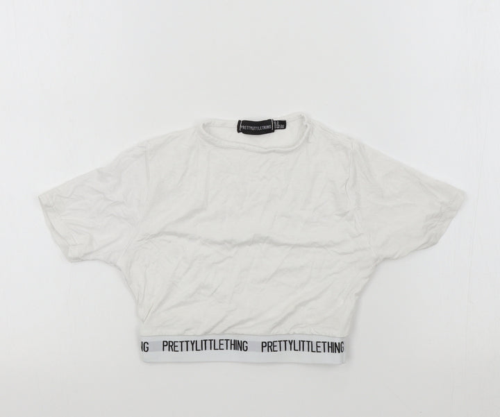 PRETTYLITTLETHING Womens Silver Colourblock  Basic T-Shirt Size 4