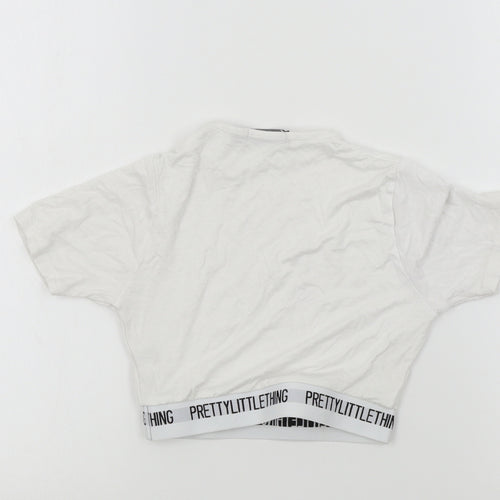 PRETTYLITTLETHING Womens Silver Colourblock  Basic T-Shirt Size 4