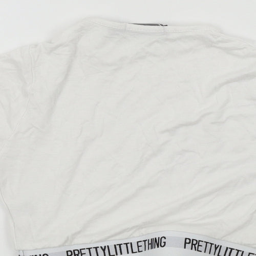 PRETTYLITTLETHING Womens Silver Colourblock  Basic T-Shirt Size 4