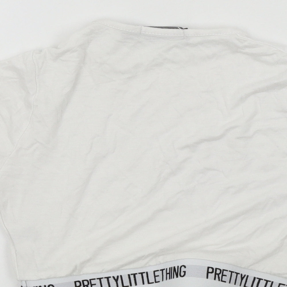 PRETTYLITTLETHING Womens Silver Colourblock  Basic T-Shirt Size 4