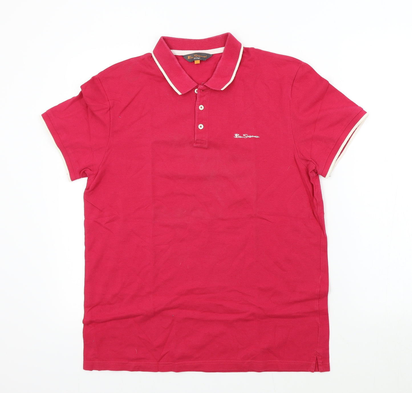 Ben Sherman Mens Orange Colourblock   Polo Size L