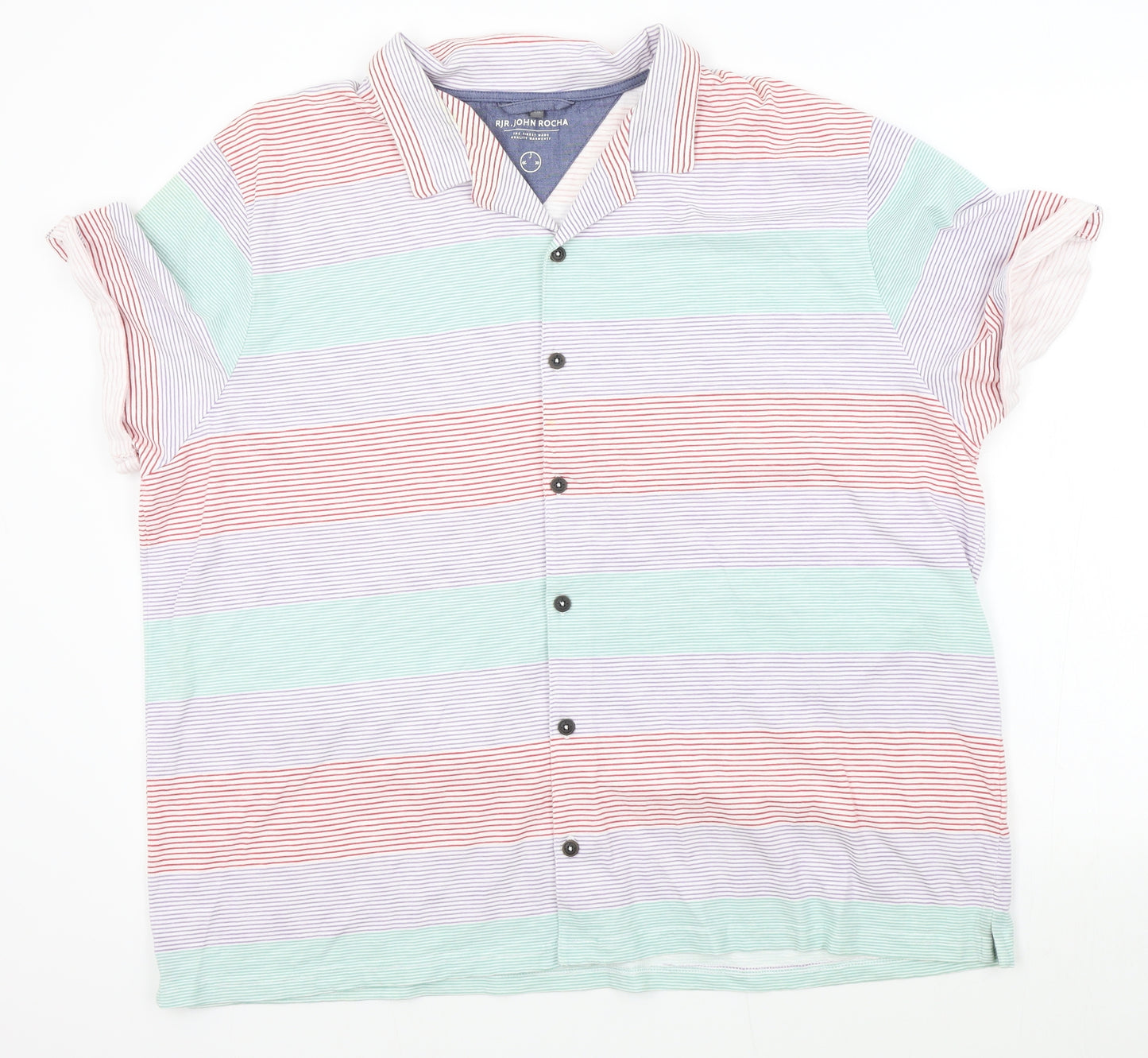 RJR.John Rocha Mens Ivory Striped   Button-Up Size 2XL