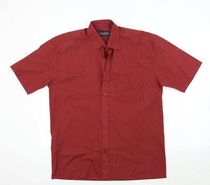 Classic Mens Red Colourblock   Button-Up Size M