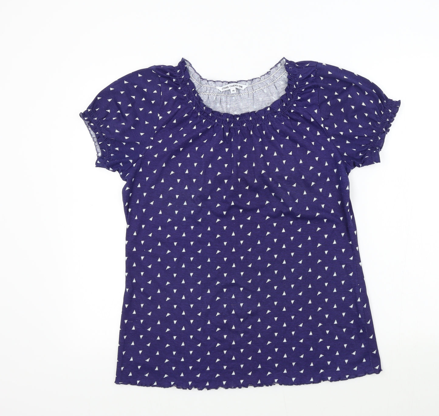 store twenty one Womens Blue Colourblock  Basic T-Shirt Size 14