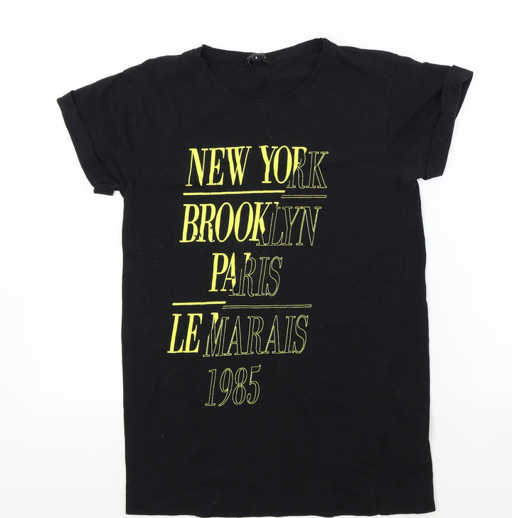 New Look Womens Black Colourblock  Basic T-Shirt Size 8