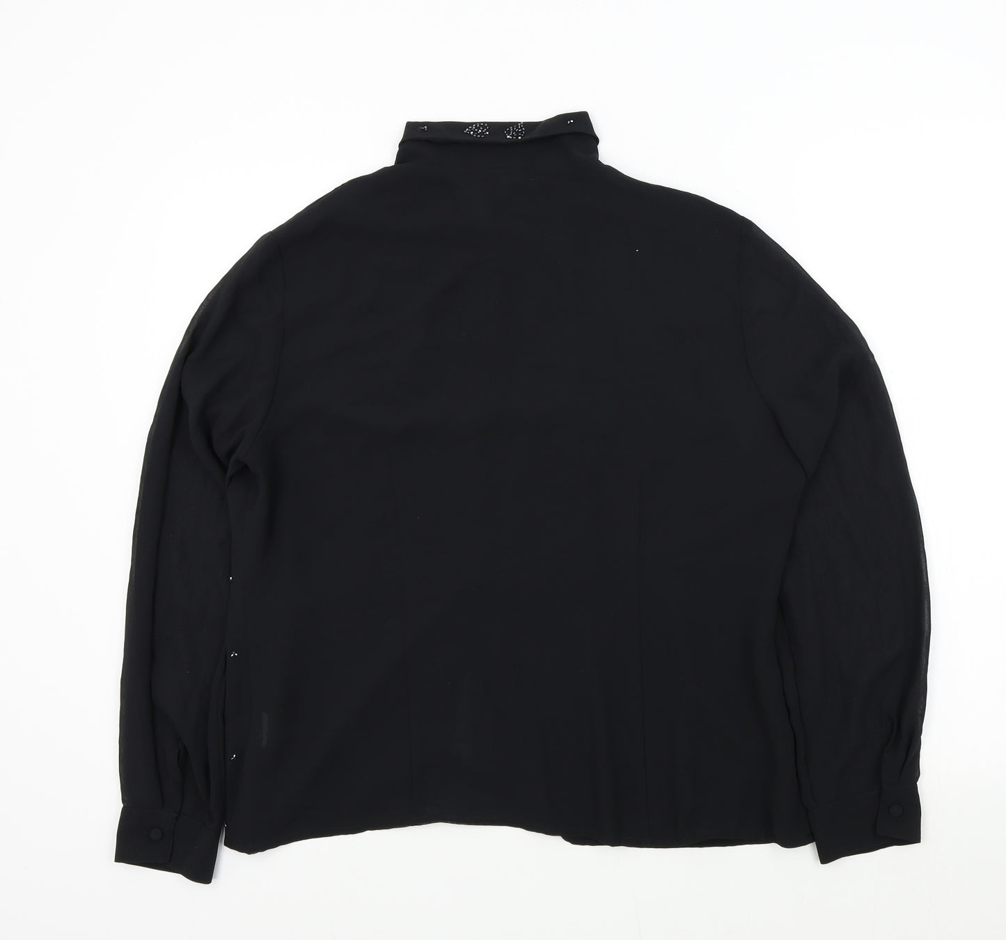 QUO Womens Black Colourblock  Basic Button-Up Size 18