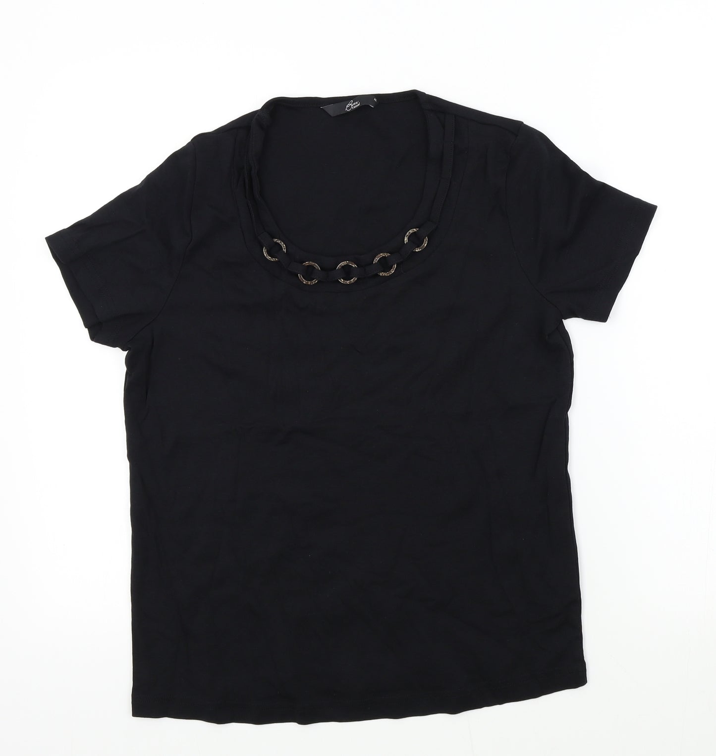 BM Womens Beige Colourblock  Basic T-Shirt Size M